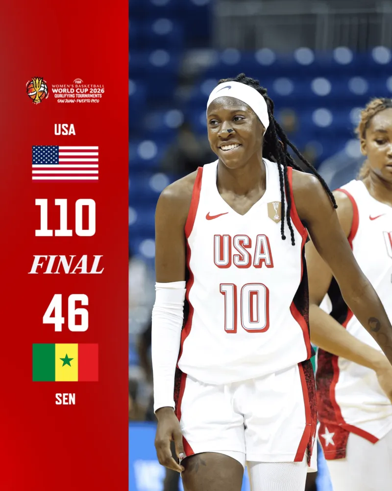 女篮世预赛：克拉克17分&amp;amp;佩奇9分，美国女篮110-46塞内加尔